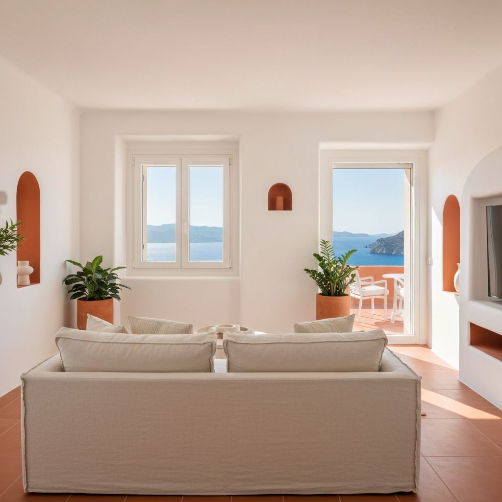 Soggiorno luminoso con vista mare